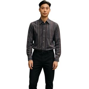 BUGATCHI UOMO Men's Striped Button-Up Shirt Size Medium Colourful Casual Shirt